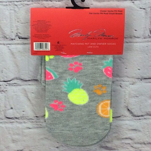 Marilyn Monroe Matching Pet & Owner Low Cut Socks Womens O/S Small Dog Fruit NWT - Picture 4 of 6
